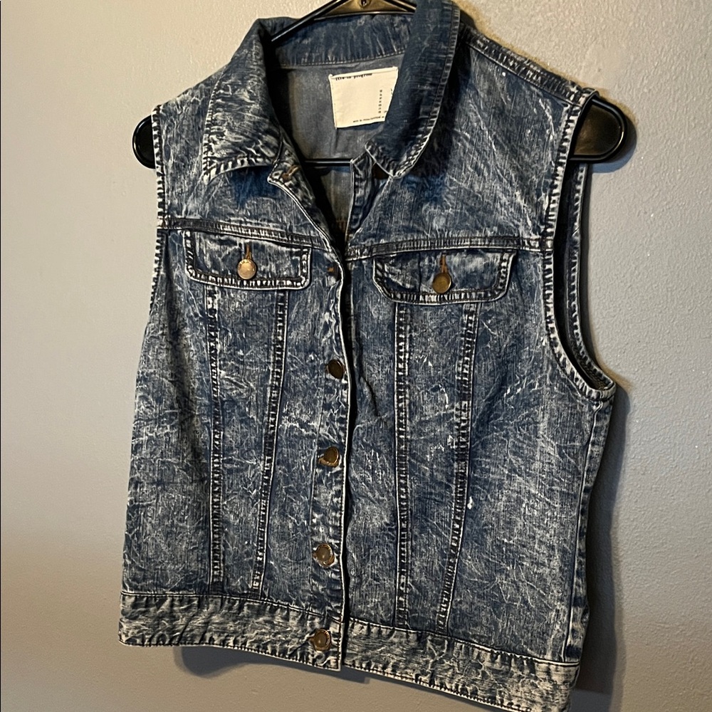 life in progress Light Blue Denim Vest - Distressed Wash